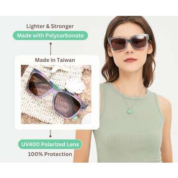 Leafael Women's Floral Cat Eye Sunglasses with UV Protection