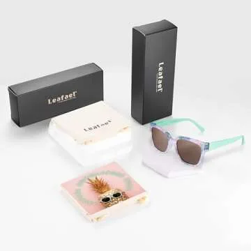 Leafael Women's Floral Cat Eye Sunglasses with UV Protection