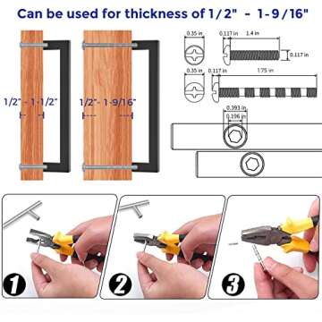 Ravinte 30 Pack 6-1/4 Inch Kitchen Square Cabinet Handles Matte Black Stainless Steel Drawer Pulls Hardware