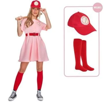 Morph - Pink Baseball Costume - Dottie Baseball Costume - Halloween Costumes For Women - Movie Character Costume Plus Size