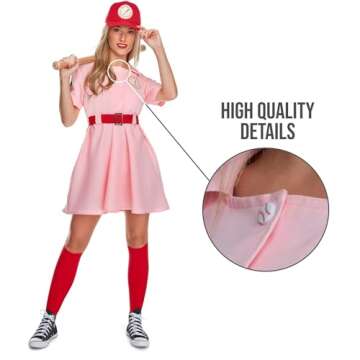 Morph - Pink Baseball Costume - Dottie Baseball Costume - Halloween Costumes For Women - Movie Character Costume Plus Size