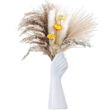 NBHUZEHUA White Ceramic Vases Flower Vases Home Decor Cool Cute Small Hand Vase for Flowers Unique Modern Bathroom Living Room Rose Tulip Coffee Tables Centerpieces Decorative