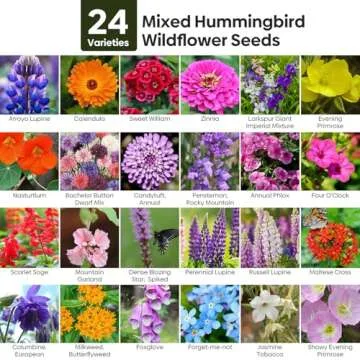 Wildflower Seeds Hummingbird and Butterfly Mix, 1 Oz, Package of 25,000+ Seeds, 24 Varieties Flowers...