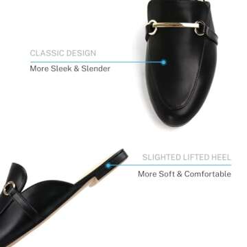 MUSSHOE Mules for Women Flats Comfortable Slip on Women Mules Backless Loafers,Black pu 10