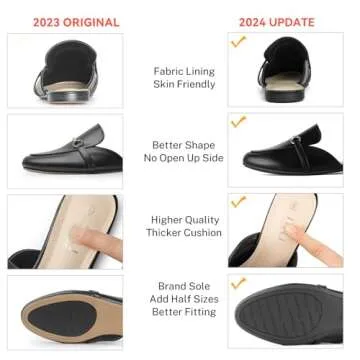 MUSSHOE Mules for Women - Comfortable Slip-On Flats