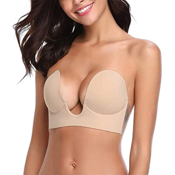 MITALOO Push Up Strapless Sticky Adhesive Invisible Backless Bras Plunge Reusable Magic Bra for Wome...