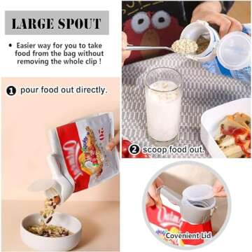 FCOZM Bag Clips for Food, Food Storage Sealing Clips with Pour Spouts, Kitchen Chip Bag Clips, Plastic Cap Sealer Clips, Great for Kitchen Food Storage and Organization