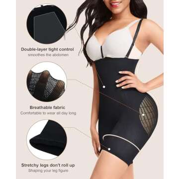 Lover-Beauty Fajas Colombianas Moldeadoras Tummy Control Shapewear Booty Lifting BBL Shorts Strapless Body Shaper, Black, XL/XXL
