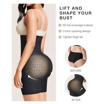 Lover-Beauty Fajas Colombianas Moldeadoras Tummy Control Shapewear Booty Lifting BBL Shorts Strapless Body Shaper, Black, XL/XXL