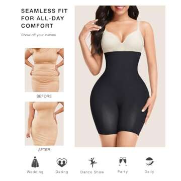 Lover-Beauty Fajas Colombianas Moldeadoras Tummy Control Shapewear Booty Lifting BBL Shorts Strapless Body Shaper, Black, XL/XXL
