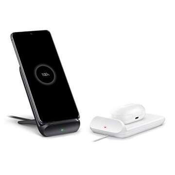 Samsung Electronics Wireless Charger Trio, Qi Compatible - Charge up to 3 Devices at Once - for Galaxy Phones, Buds, Watches, and Apple iPhone Devices, White (US Version)
