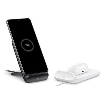 Samsung Electronics Wireless Charger Trio, Qi Compatible - Charge up to 3 Devices at Once - for Galaxy Phones, Buds, Watches, and Apple iPhone Devices, White (US Version)