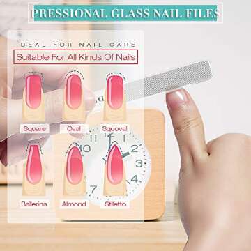 Glass Nail File - 2PC Upgrade Glass Nail Shiner for Natural Nails Nano Nail Buffers Crystal Polisher with Case, Professional Manicure Tools Kit for Acrylic Nail Care for Women and Girls