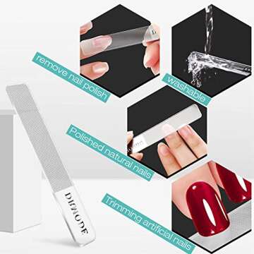 Glass Nail File - 2PC Upgrade Glass Nail Shiner for Natural Nails Nano Nail Buffers Crystal Polisher with Case, Professional Manicure Tools Kit for Acrylic Nail Care for Women and Girls