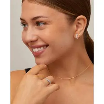 PAVOI 14K Yellow Gold Plated Wavy Cubic Zirconia Stackable Ring for Women | Twisted Wave CZ Band | Delicate Eternity Rings | Size 6