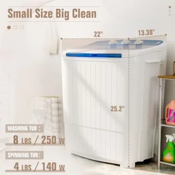 SUNCROWN Compact Twin Tub Portable Washing Machine 16lbs