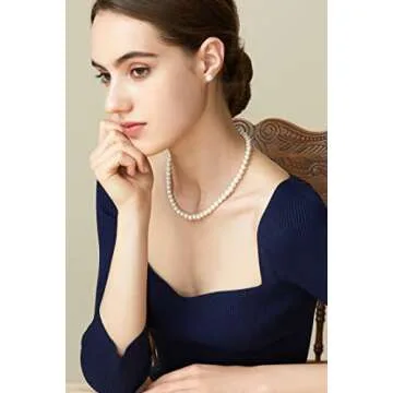 BABEYOND Round Imitation Pearl Necklace Wedding Pearl Necklace for Brides (Diameter of Pearl 8mm)