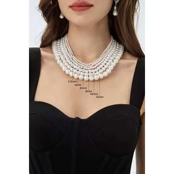 BABEYOND Round Imitation Pearl Necklace Wedding Pearl Necklace for Brides (Diameter of Pearl 8mm)
