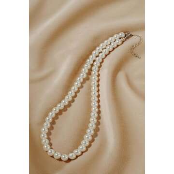 BABEYOND Round Imitation Pearl Necklace Wedding Pearl Necklace for Brides (Diameter of Pearl 8mm)