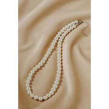 BABEYOND Round Imitation Pearl Necklace Wedding Pearl Necklace for Brides (Diameter of Pearl 8mm)