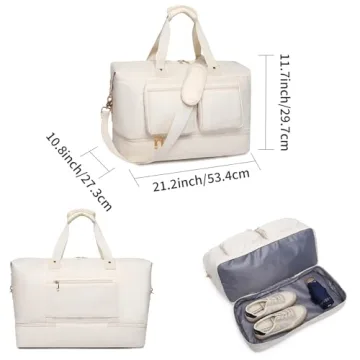 Stylish Weekender Bag with Shoe Compartment for Travel