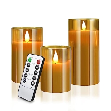 Yinuo Candle Flameless Led Candles Flickering, Real Wax Fake Wick Moving Flame Faux Wickless Pillar ...
