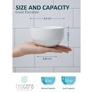 Teocera 10 Ounce Small Bowls, Dessert Bowls, Porcelain Ice Cream Bowls for Kitchen, Small Serving Bo...