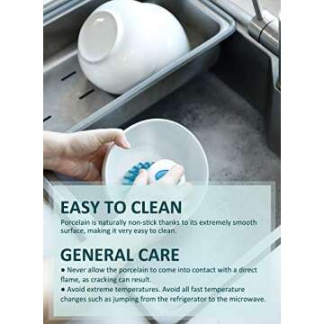 Teocera 10 Ounce Small Bowls, Dessert Bowls, Porcelain Ice Cream Bowls for Kitchen, Small Serving Bowls for Rice, Side Dishes, Dipping - Set of 6 (White, 4.25 Inch)