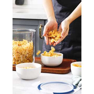 Teocera 10 Ounce Small Bowls, Dessert Bowls, Porcelain Ice Cream Bowls for Kitchen, Small Serving Bowls for Rice, Side Dishes, Dipping - Set of 6 (White, 4.25 Inch)