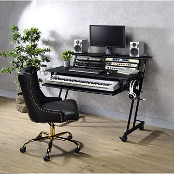 Acme Suitor Studio Desk with Keyboard Tray in Black