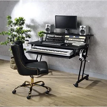 Acme Suitor Studio Desk with Keyboard Tray in Black