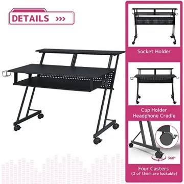 Acme Suitor Studio Desk with Keyboard Tray in Black