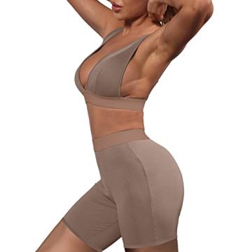 Shop Ekaliy Women's Stylish Ribbed 2-Piece Workout Set