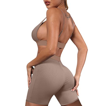 Shop Ekaliy Women's Stylish Ribbed 2-Piece Workout Set