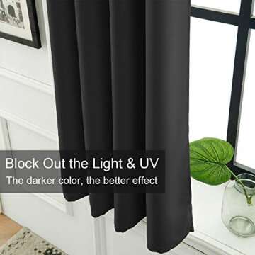 LA PALMA Thermal Insulated Blackout Darkening Grommet Living Room Curtains Window Drapes for Bedroom...
