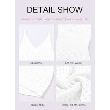 Dokotoo Sexy Swim Cover Up for Women 2025 Summer Fashion Scoop Neck Sleeveless Crochet Hollow Out Knit Mesh Spaghetti Straps Swimsuit Bikini Beach Dress Cruise Essentials Outfits All White Medium