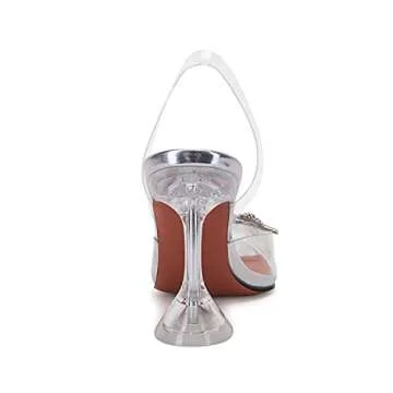 VETASTE Women's High Heel Crystal Slingback Pumps Pointed Toe Strappy Triangle Heeled Party Wedding Bride Pump Shoes