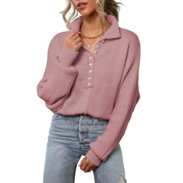 EVALESS Fall V Neck Knit Oversized Sweaters for Women 2024 Trendy Fashion Casual Loose Cute Long Sle...