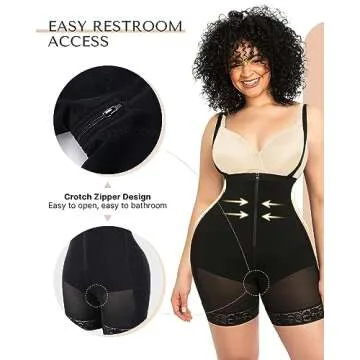 SHAPELLX Fajas Colombianas Shapewear for Women Tummy Control Plus Size Postpartum Body Shaper Butt Lifting Bodysuit