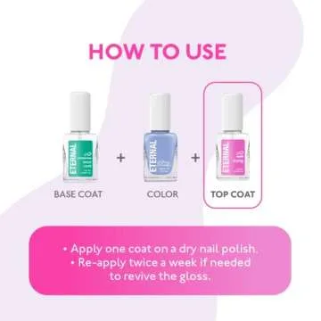 Eternal Fast Drying Top Coat Nail Polish - 13.5 mL Long Lasting Finish Top Coat for Nails with Quick Dry Formula and No UV Lamp Needed - Nail Color Protection, & Glossy Fingernail for Women - 1 Unit