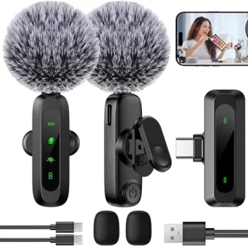 Wireless Lavalier Microphone for iPhone 15-16 - Professional USB Type-C Noise Reduction Mini Wireles...