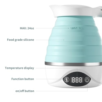 Compact AUCOO Electric Travel Kettle for Tea & Coffee