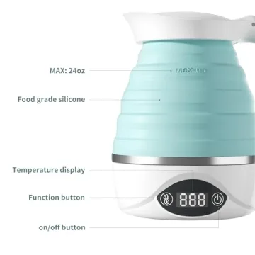 Compact AUCOO Electric Travel Kettle for Tea & Coffee