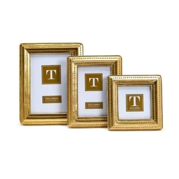 Antique Gold Beaded Edge Picture Frames Set of 3