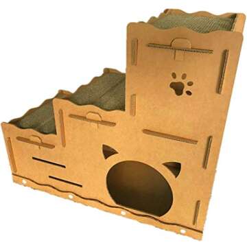Cardboard Cat House with Cat Scratcher Three-Story W30 X D14 X H26