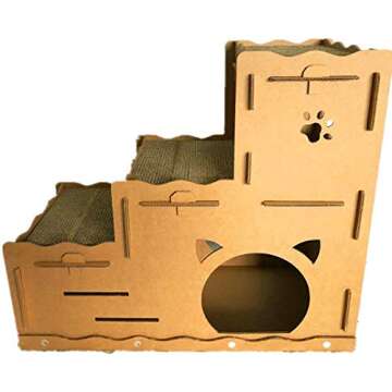 Eco-Friendly Cardboard Cat House with Scratcher
