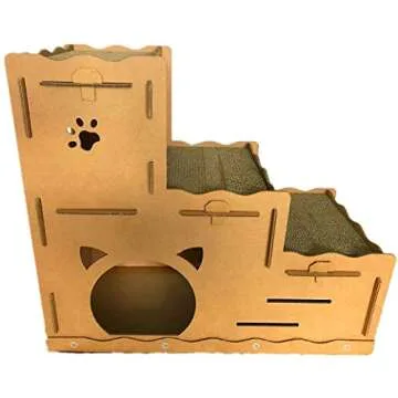 Eco-Friendly Cardboard Cat House with Scratcher