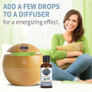 Garden of Life Essential Oil, Peppermint 1 fl oz (30 mL), USDA Organic & Pure, Undiluted & Non-GMO - for Diffuser, Aromatherapy, Meditation - Energizing, Invigorating, Refreshing, Uplifting