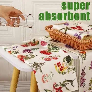 Preboun Set of 4 Vintage Wildflower Dish Towels for Kitchen Decorative 16 x 24 Inch Floral Kitchen Towels Hand Floral Bath Towels Dish Cloth for Cooking Tea Bathroom Woman Guest Housewarming Gift