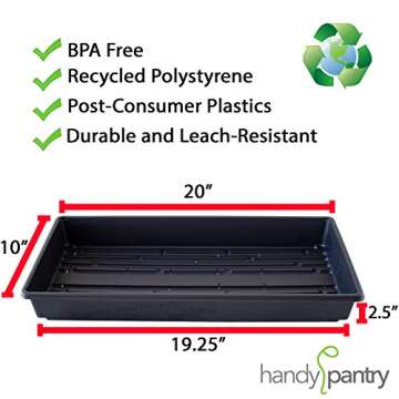 Handy Pantry 10-Pack 1020 Garden Growing Trays with Drain Holes - 10" x 20" Plastic Plant - Wheatgra...